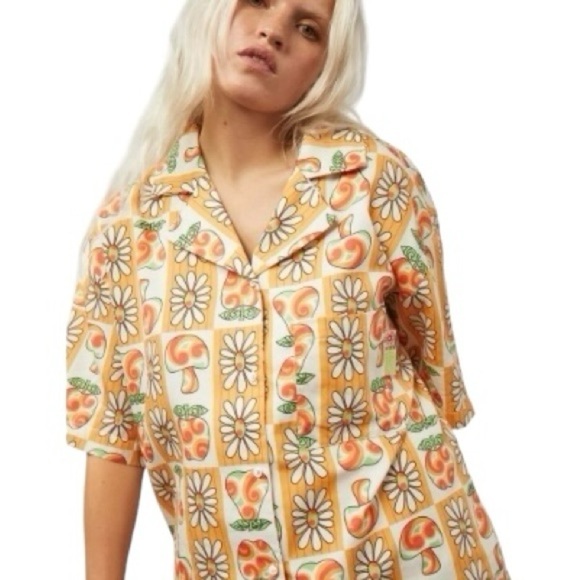 DAMSON MADDER CLEMENCE FLOWER MUSHROOM AOP SHIRT Size 8 - Picture 1 of 11